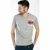 Geographical Norway T-shirt JIXI - col V - imprimé T-shirts & Polos Couleur Gris clair -Geographical Norway Soldes 20534100 500 A