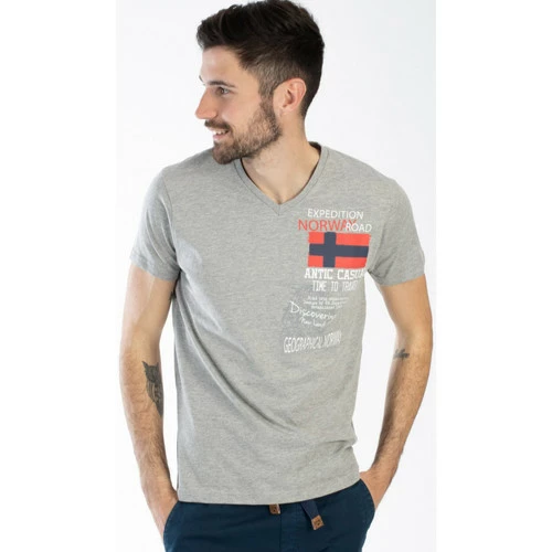 Geographical Norway T-shirt JIXI - col V - imprimé T-shirts & Polos Couleur Gris clair 3 Geographical Norway T-shirt JIXI - col V - imprimé T-shirts & Polos Couleur Gris clair