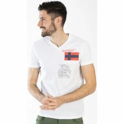 Geographical Norway T-shirt JIXI - col V - imprimé T-shirts & Polos Couleur Blanc