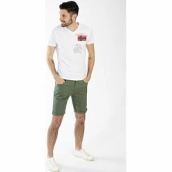 Geographical Norway T-shirt JIXI - col V - imprimé T-shirts & Polos Couleur Blanc -Geographical Norway Soldes 20534103 500 C