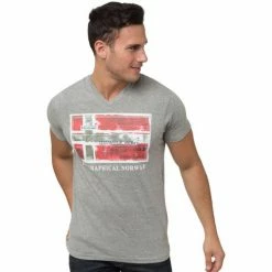 Geographical Norway T-shirt de sport - col V - 100% coton T-shirts & Polos Couleur Gris clair