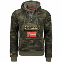 Geographical Norway Sweat Homme Gymclass Camo New Sweats & Polaires Couleur Kaki
