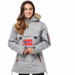 Geographical Norway Anorak Aubergine Manteaux Couleur Gris clair