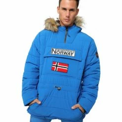 Geographical Norway Anorak Casimire Manteaux Couleur Bleu horizon