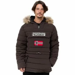 Geographical Norway Anorak Casimire Manteaux Couleur Marron