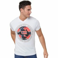 Geographical Norway T-shirt - col V T-shirts & Polos Couleur Blanc