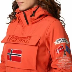 Geographical Norway Veste Tulbeuse - capuche amovible Sweats & Polaires Couleur Corail -Geographical Norway Soldes 21153341 500 C