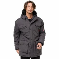 Geographical Norway Parka Coquin - capuche avec bord façon fourrure Manteaux Couleur Gris foncé