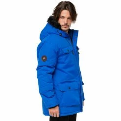 Geographical Norway Parka Coquin - capuche avec bord façon fourrure Manteaux Couleur Bleu horizon -Geographical Norway Soldes 21269698 500 B