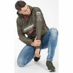 Geographical Norway Coupe-vent Brest - capuche Vestes Couleur Vert militaire -Geographical Norway Soldes 21517131 500 D