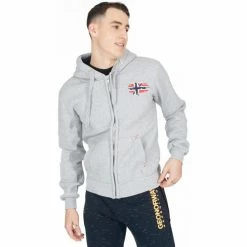 Geographical Norway Sweat sport Glacier - logo - capuche Sweats & Polaires Couleur Gris clair
