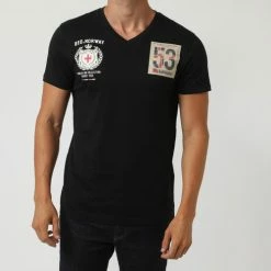 Geographical Norway T-shirt - col V T-shirts & Polos Couleur Noir -Geographical Norway Soldes 21636160 500 B