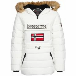 Geographical Norway Anorak Boonshine - logo - capuche Manteaux Couleur Blanc