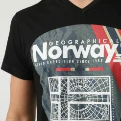 Geographical Norway T-shirt - col V T-shirts & Polos Couleur Noir -Geographical Norway Soldes 21793553 500 C