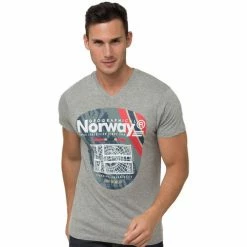 Geographical Norway T-shirt - col V T-shirts & Polos Couleur Gris