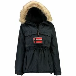 Geographical Norway Anorak Bantouna - capuche avec bord façon fourrure Manteaux Couleur Bleu marine