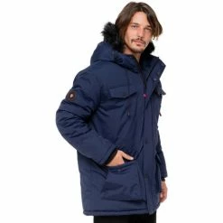 Geographical Norway Parka Coquin - capuche avec bord façon fourrure Manteaux Couleur Bleu marine -Geographical Norway Soldes 21799368 500 B