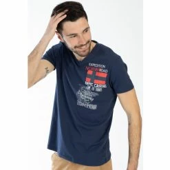 Geographical Norway T-shirt JIXI - col V - imprimé T-shirts & Polos Couleur Bleu marine