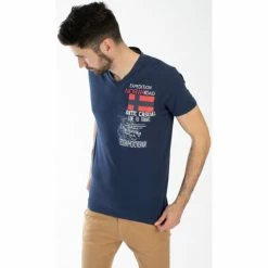 Geographical Norway T-shirt JIXI - col V - imprimé T-shirts & Polos Couleur Bleu marine -Geographical Norway Soldes 21799448 500 C