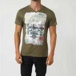 Geographical Norway T-Shirt col V JERITAGE T-shirts & Polos Couleur Kaki