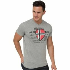 Geographical Norway T-Shirt casual en coton T-shirts & Polos Couleur Gris