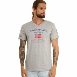 Geographical Norway T-Shirt à manches courtes en coton T-shirts & Polos Couleur Gris